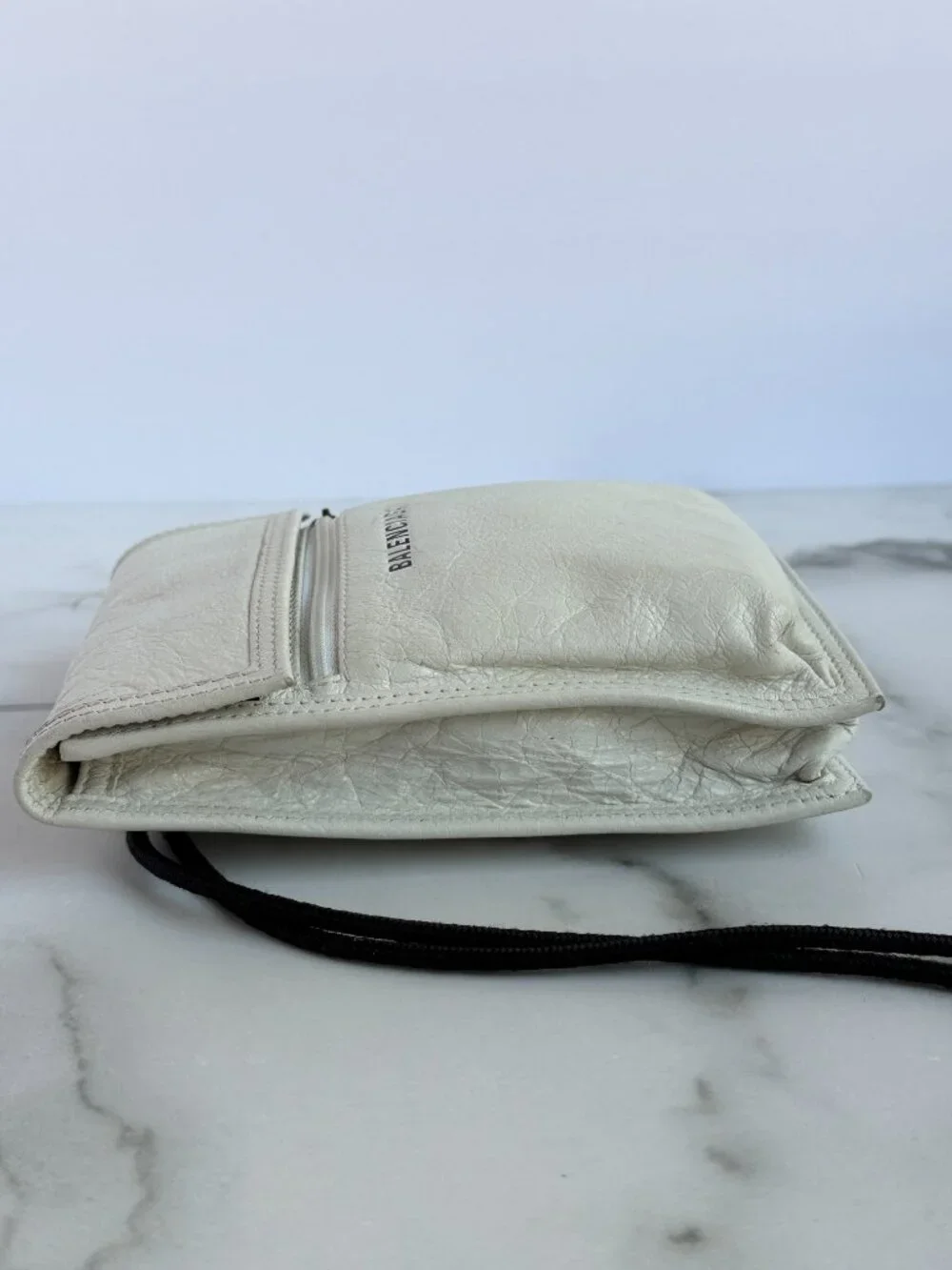 Balenciaga Explorer White Leather Crossbody Pouch Shoulder Bag AUTHENTIC